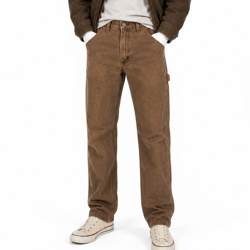 vtg Carhartt B11 BRN Duck Canvas Work Pants Mens 32x34 Brown Dungaree Carpenter